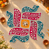 Paisley Design Transparent Sheet with Silver Mirrors for DIY Rangoli & Festive Décor--1803