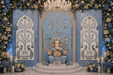 3 Panel Floral Peacock Mirror Stage Backdrop Set for Wedding, Reception & Event Decoration (only mirror & stencil)-BAPS-25