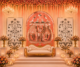 3 Panel Peacock Mirror Stage Backdrop Set for Wedding, Reception & Event Decoration (only mirror & stencil)-BAPS-11