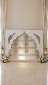 Peacock Jharokha Premarked MDF Backdrop Panel - 837