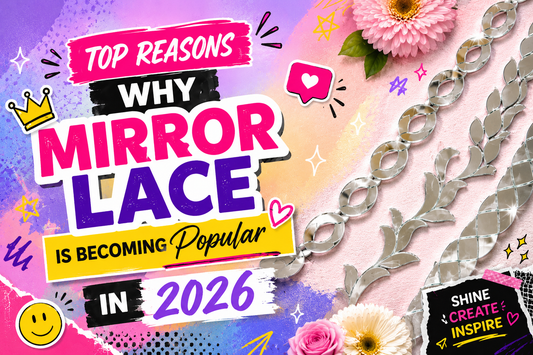 decorative mirror lace designs with vibrant typography, pastel background, artistic doodles, silver mirror borders, and stylish craft aesthetics for 2026 mirror décor trends