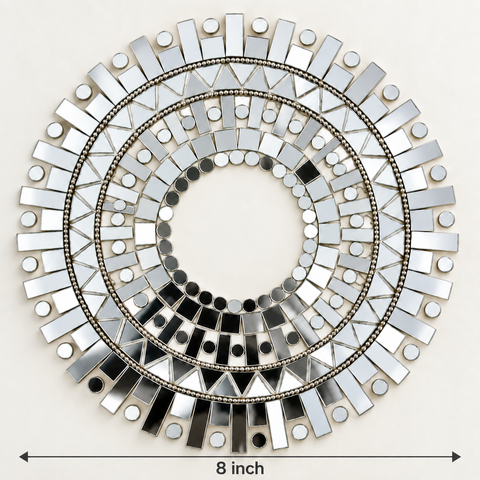 Ready-Made Round  Mirror Design on Transparent Sheet Rangoli  ST-60