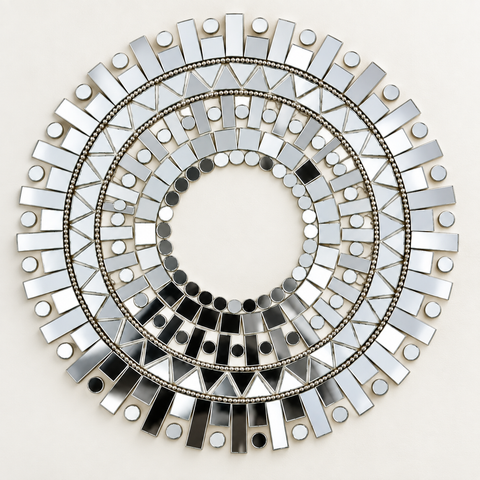 Ready-Made Round  Mirror Design on Transparent Sheet Rangoli  ST-60