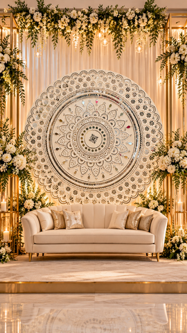 Complete Lippan Art Material Kit with Mirror, Clay, White Color & Stencil-baps-21