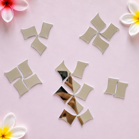 Limited Edition Curved Square Petal Shape Silver Mirror for Lippan Art-Ex-43