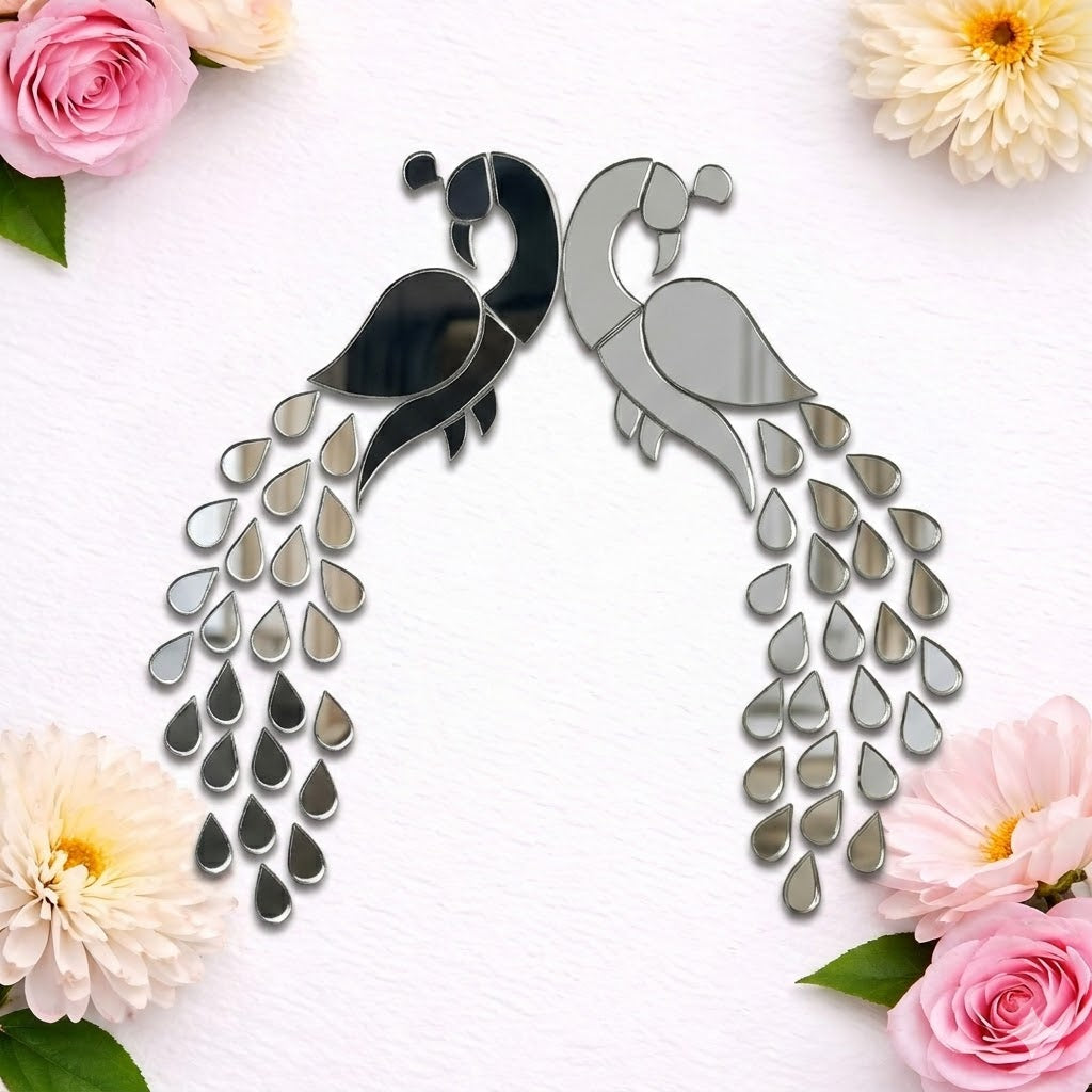 Fancy silver peacock shape mirror-1424