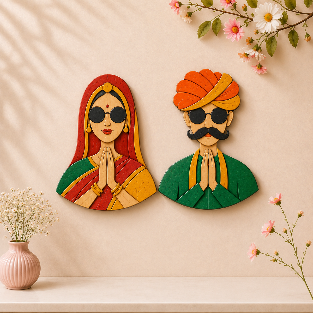 MDF Premarked rajasthani welcoming couple cutout-189