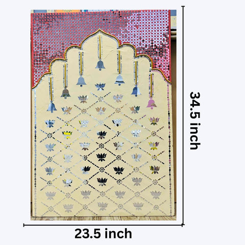 Lotus Jharokha Lippan Art Panel with Hanging Bell Design for Wall Décor(Ready Piece) - BAPS-5