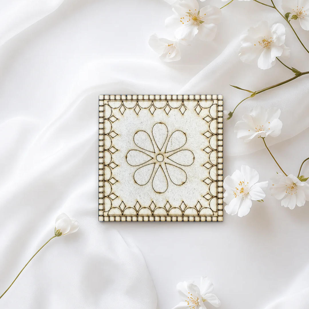 4 Inch Floral Border MDF Coaster for Lippan Art, Mirror Work & DIY Home Decor Craft-716