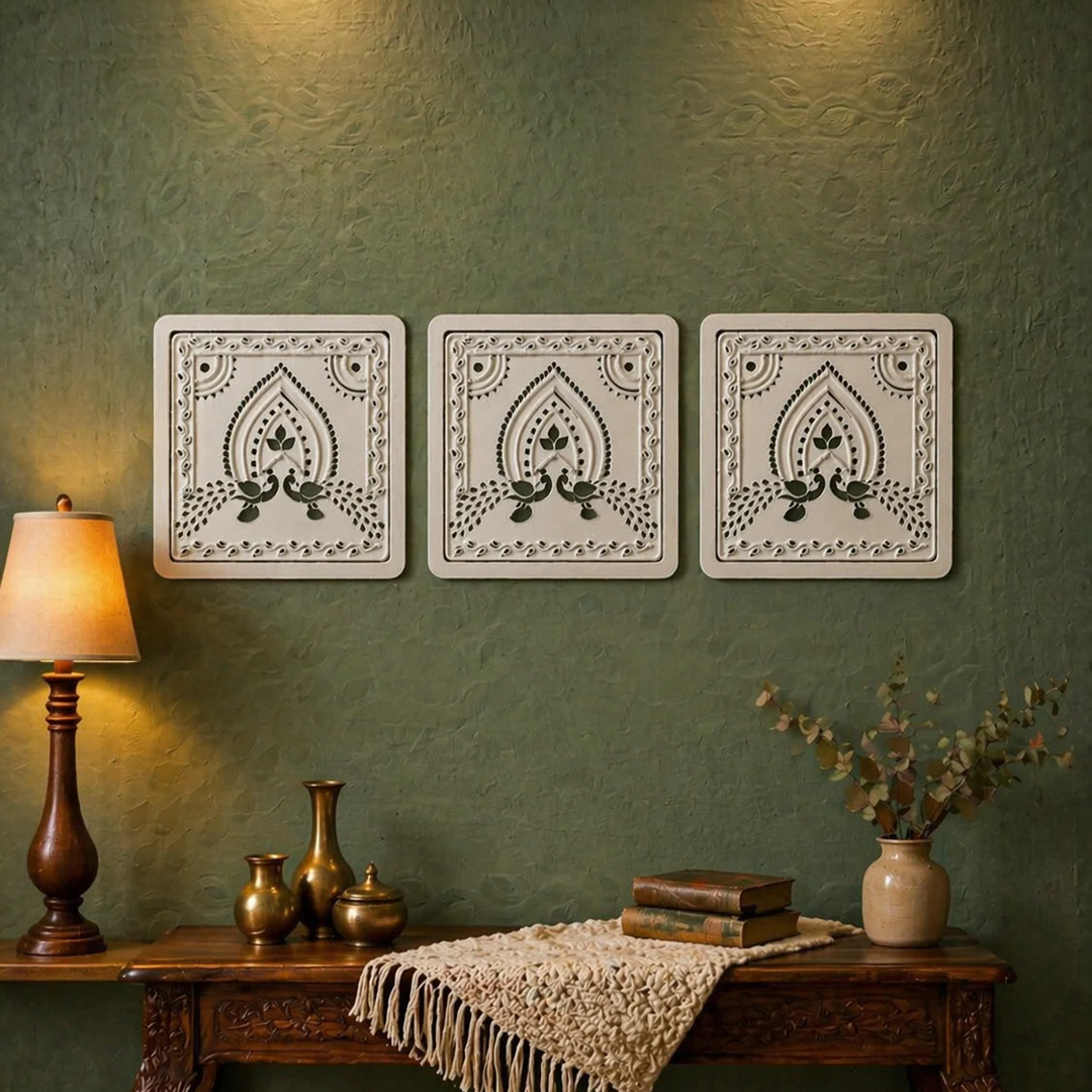 Premarked Peacock Design MDF Base for Lippan Art-722