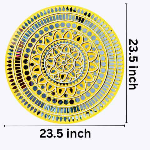 Round Mandala Clay & Mirror Lippan Art Wall Décor Ready Piece - BAPS-6
