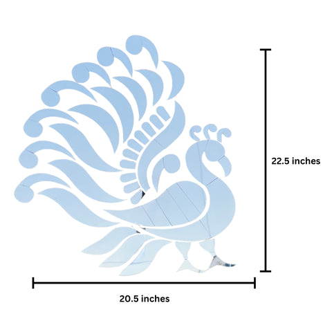 Fancy silver peacock shape mirror M-1215 (only mirror)