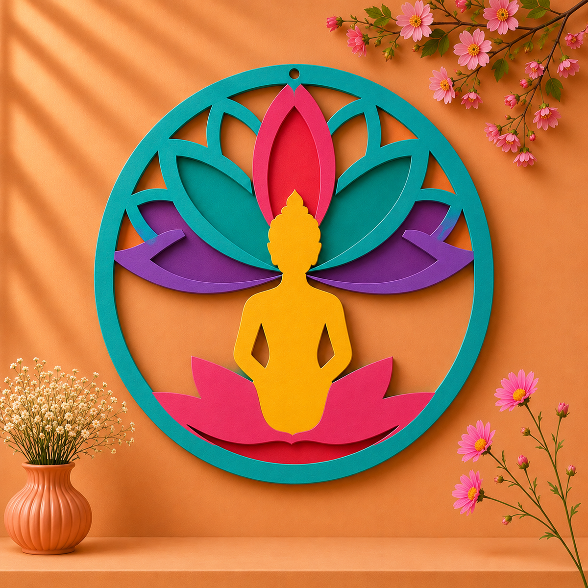 MDF round shape lord buddha cutout-97