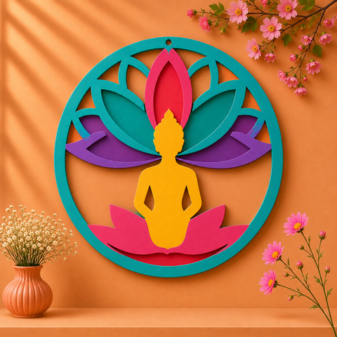 MDF round shape lord buddha cutout-97