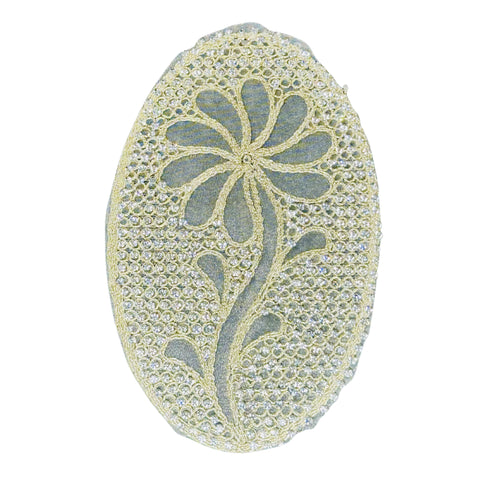 Oval Floral Mirror Fabric Patch – Embroidery Buta with Mirror Work-709
