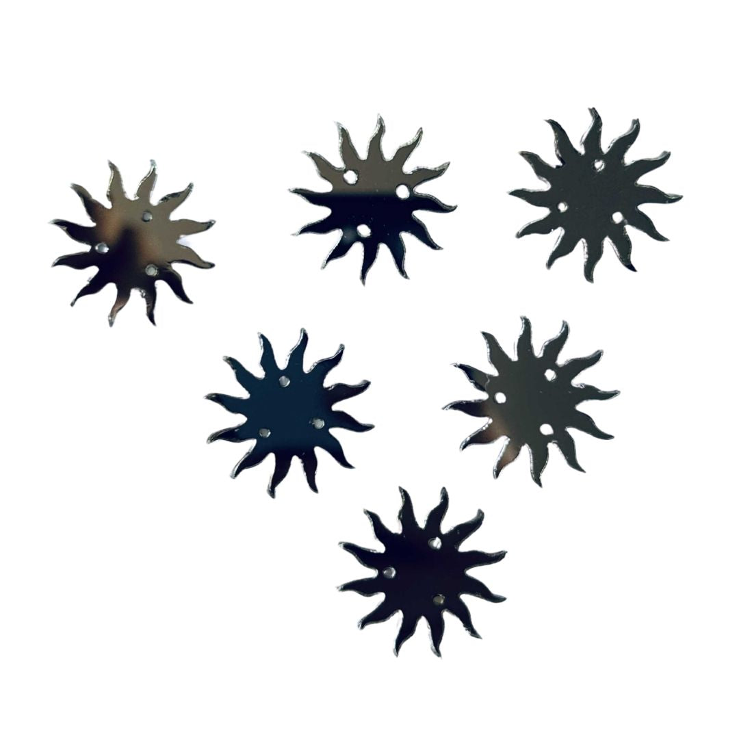 Silver & golden Acrylic Radiant Sun Wheel Mirror for Fabric Embroidery( with holes ) A-215