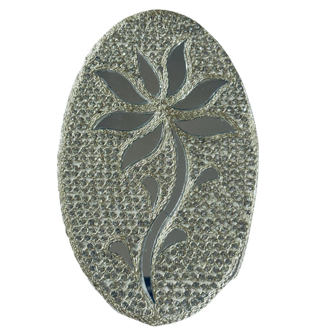 Oval Floral Buta with Mirror Work – Decorative Applique Patch-708
