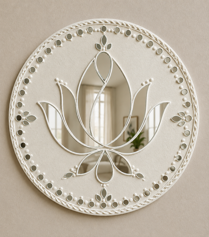 Fancy Lotus shape silver mirror -1388
