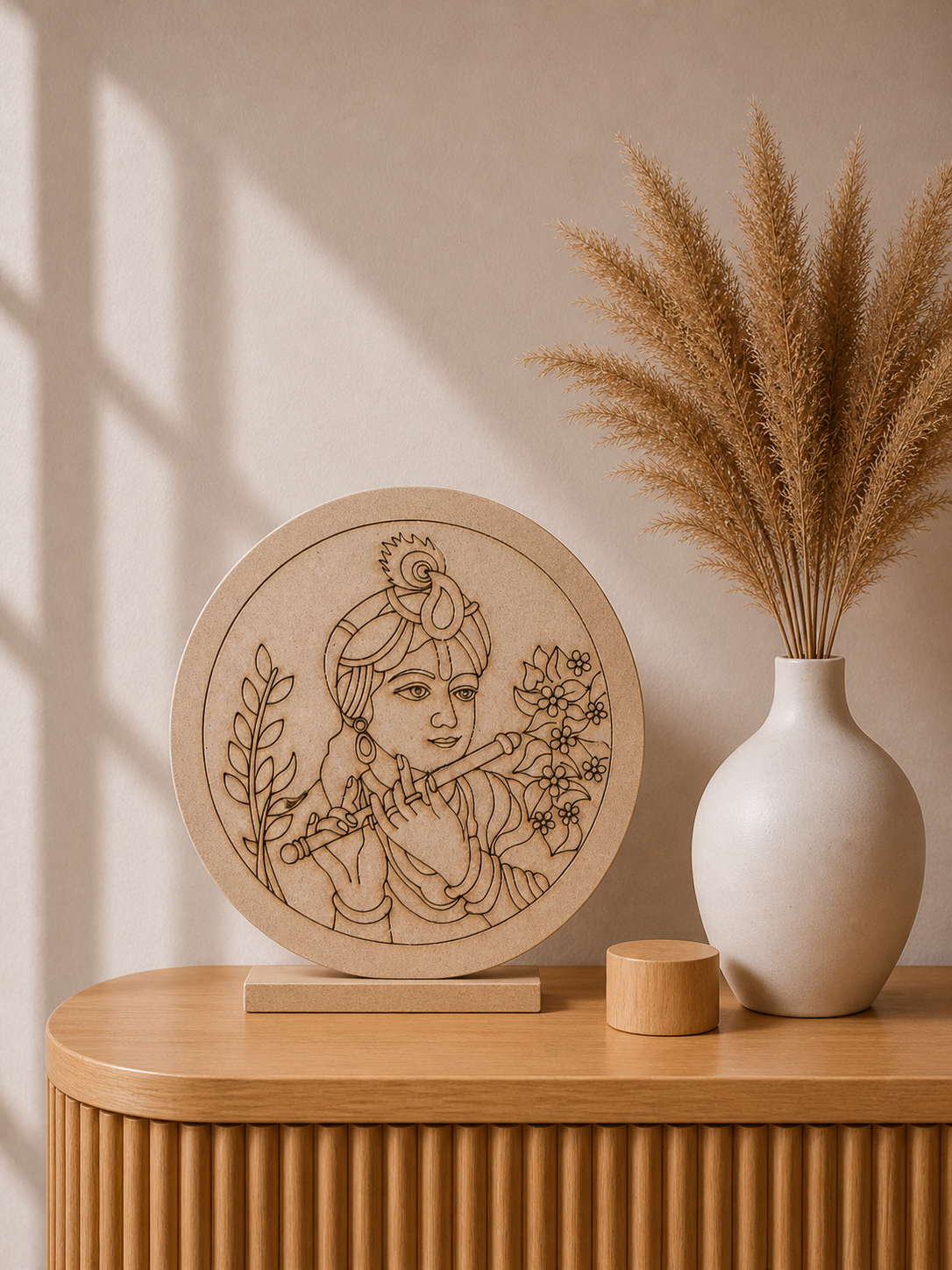 MDF Premarked Round lord krishna shape -138