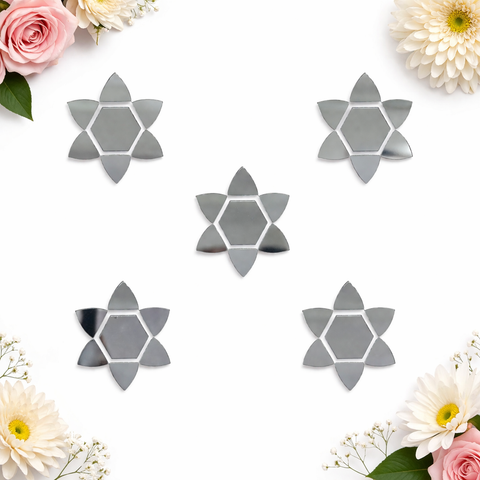 Hexagon Flower Shape Silver Mirror (1455)