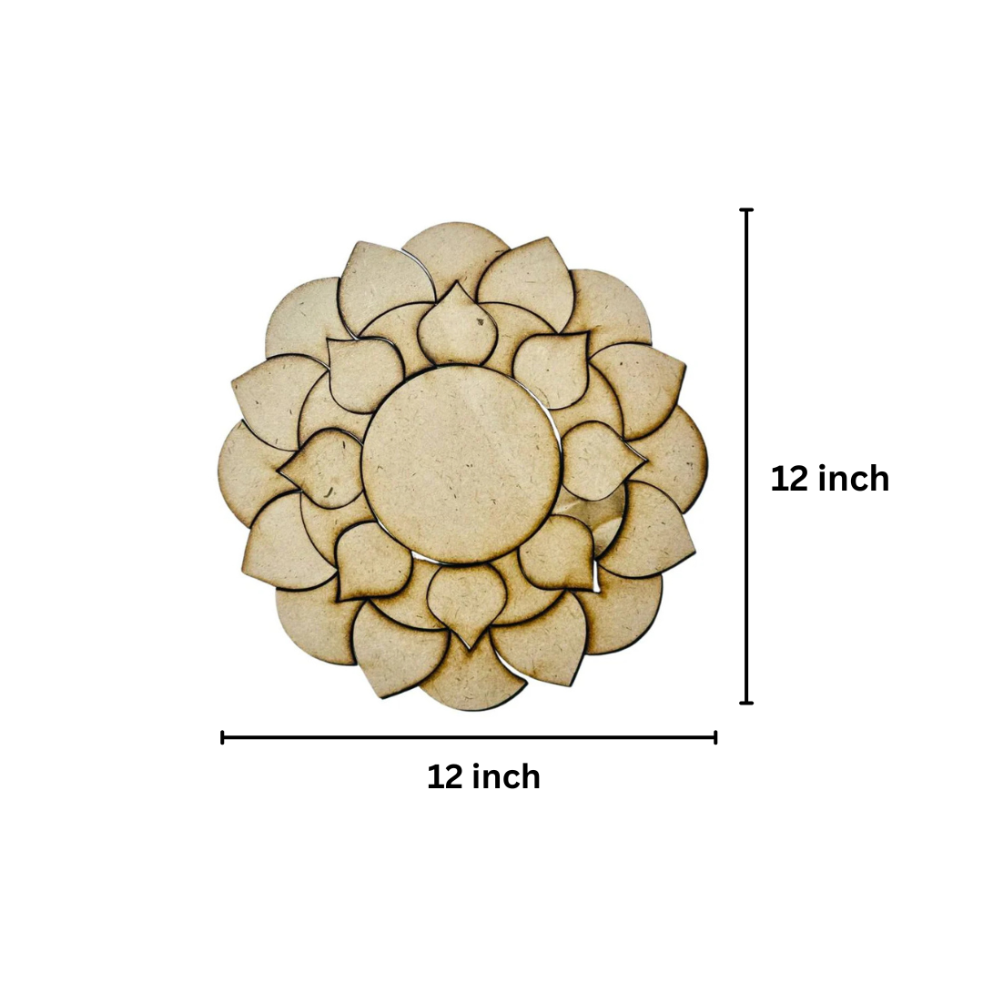 MDF Rangoli Base cutout for Lippan Art | Mirror Work Craft Board 3mm-405