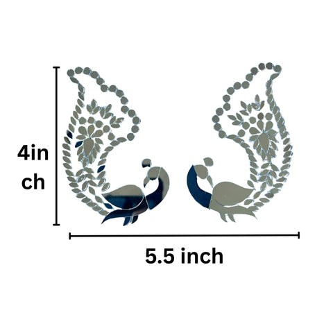 Fancy silver peacock shape mirror-1408