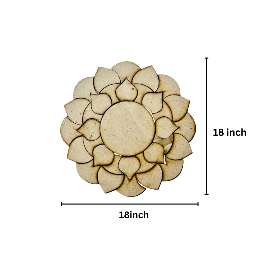 MDF Rangoli Base cutout for Lippan Art | Mirror Work Craft Board 3mm-405