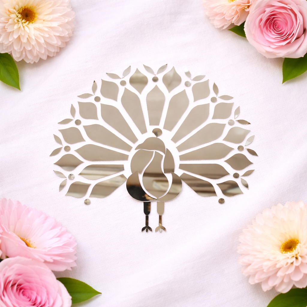 Fancy silver peacock shape mirror mor-1419