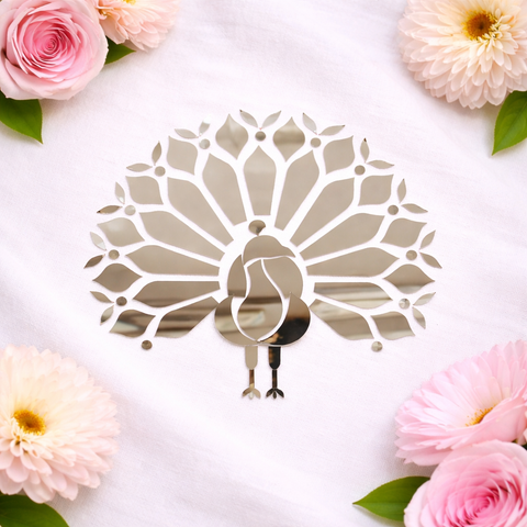 Fancy silver peacock shape mirror mor-110