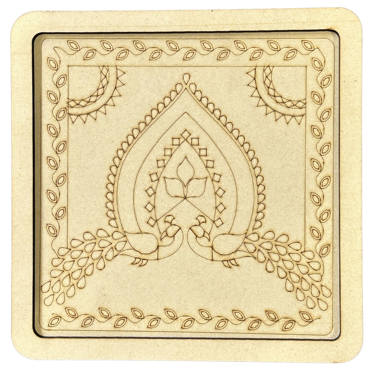 Premarked Peacock Design MDF Base for Lippan Art-722