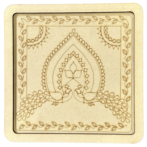 Premarked Peacock Design MDF Base for Lippan Art-722