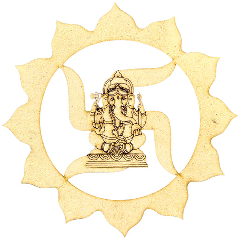 Ganpati Swastik Design MDF Base for Lippan Art--721