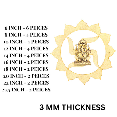 Ganpati Swastik Design MDF Base for Lippan Art--721