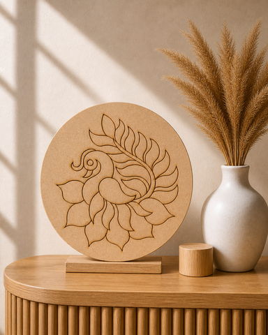 MDF Premarked Round Peacock shape-186