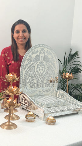 Peacock Mirror Work Singhasan (Ready Piece) - BAPS-49