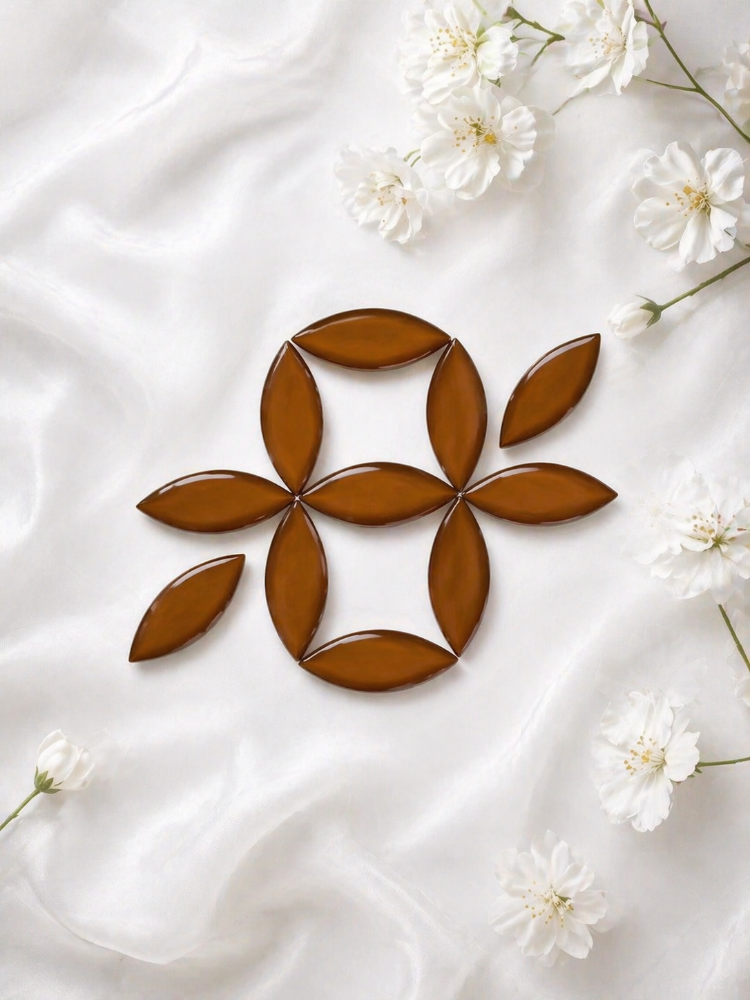 Glossy Brown Leaf Shape Mosaic Tiles-741