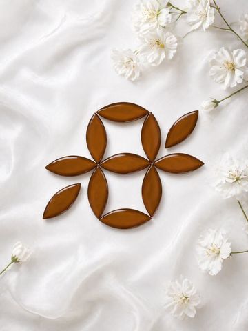 Glossy Brown Leaf Shape Mosaic Tiles-741