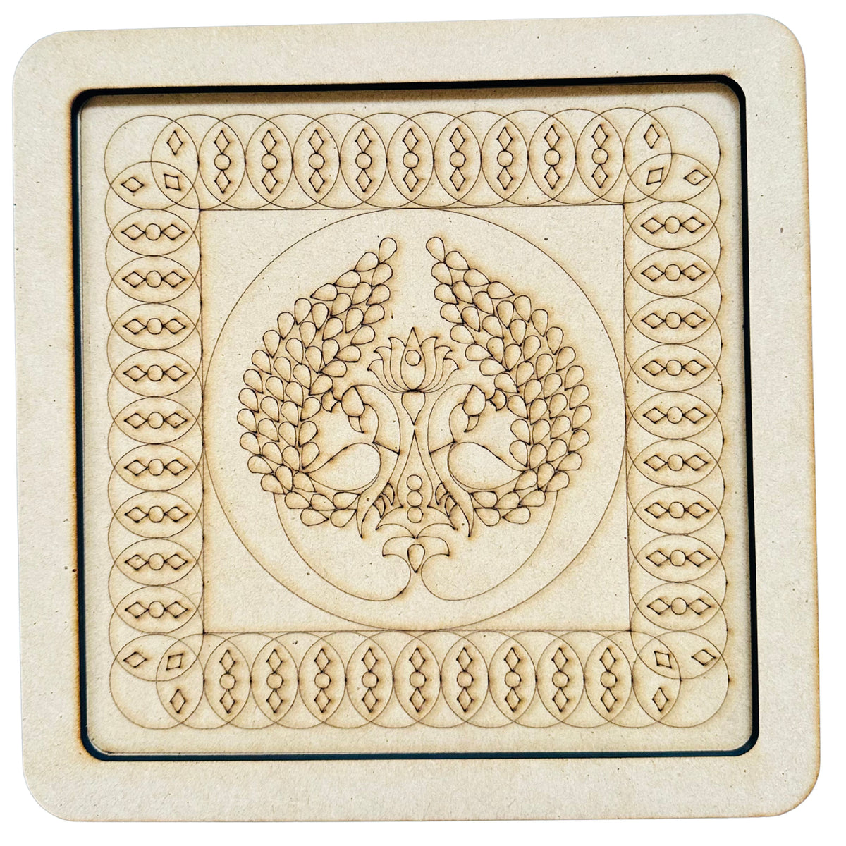 Premarked MDF Peacock Wall Decor Frame with Mirror Design-726 (2 pieces )