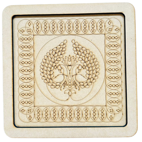 Premarked MDF Peacock Wall Decor Frame with Mirror Design-726 (2 pieces )