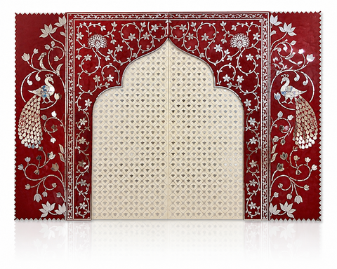 Peacock Jharokha Floral Mirror Work Decorative Panel (Ready Piece) - BAPS-42