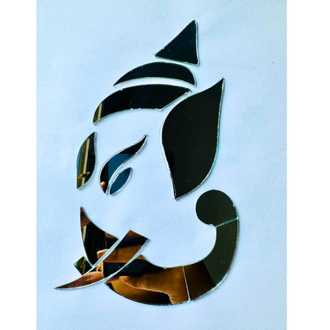 Lord Ganesha Shape Silver Mirror G-1188