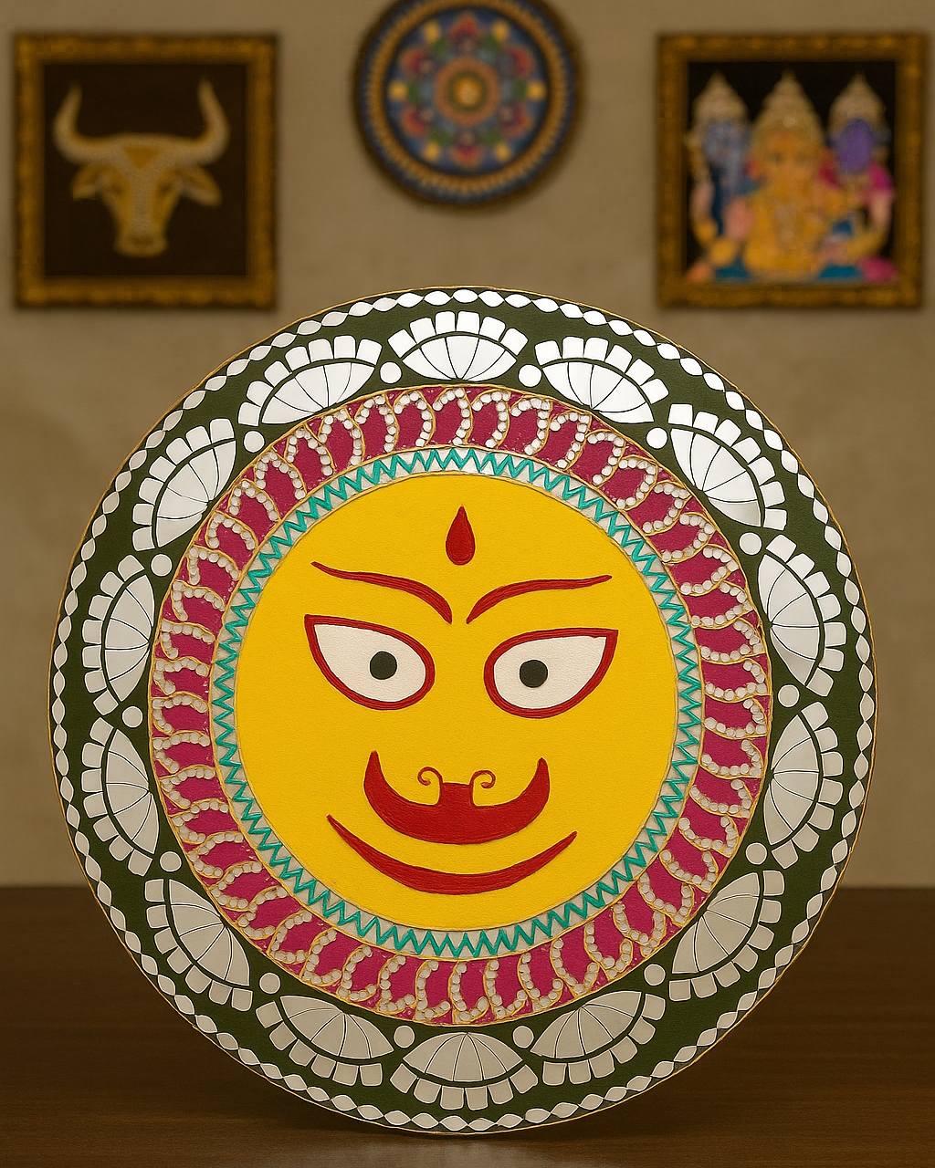 Subhadra Round mdf (with mirrors)-454