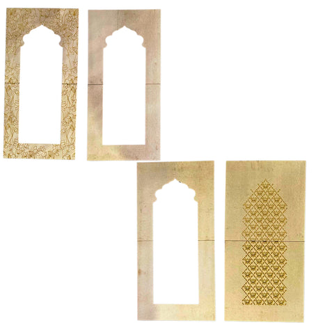 Premarked MDF Jharokha Wall Decor Frame Set with Mirror Design for Lippan Art-720