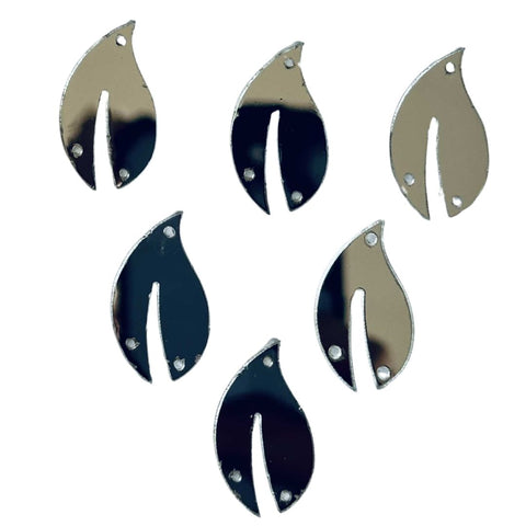 Silver golden Acrylic Split Leaf Mirror for Fabric Embroidery (with holes) A-218
