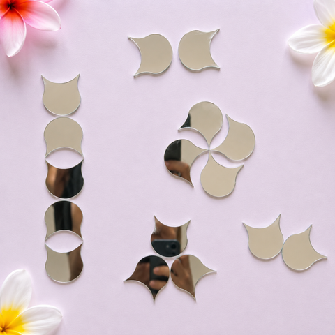 Limited Edition Crescent Petal Shape Silver Mirror for Lippan Art-Ex-44