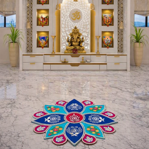 Rangoli cutout for decoration with mirror-490