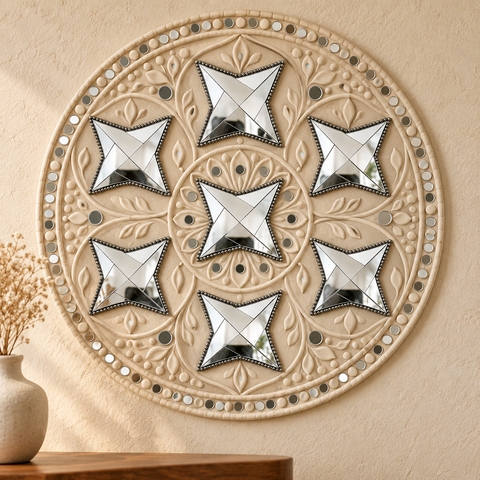 Ready-Made Star Shape Mirror Design on Transparent Sheet for Lippan Art ST-47