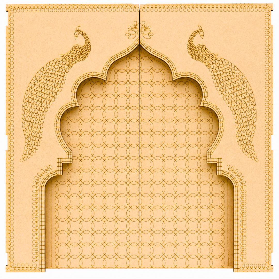 Peacock Jharokha Premarked MDF Backdrop Panel - 837