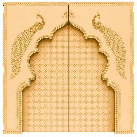 Peacock Jharokha Premarked MDF Backdrop Panel - 837