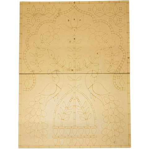 Premarked Peacock Jharokha MDF Panel for Lippan Art (with mirrors)-841